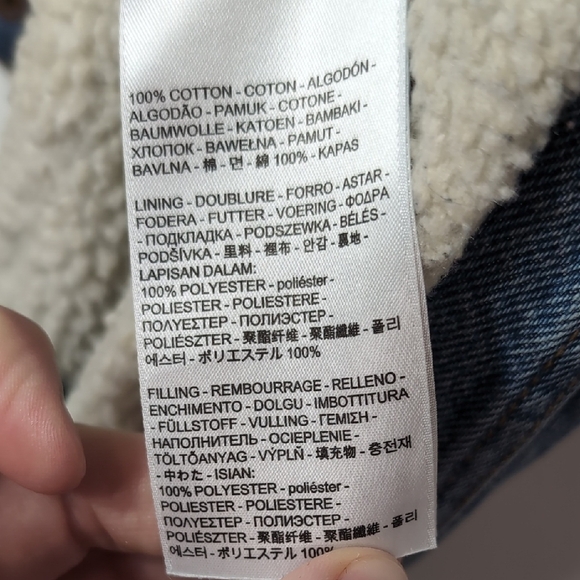 Levi's | Acid Wash Sherpa Trucker Blue Insulated Denim Jacket Size S - Picture 11 of 11